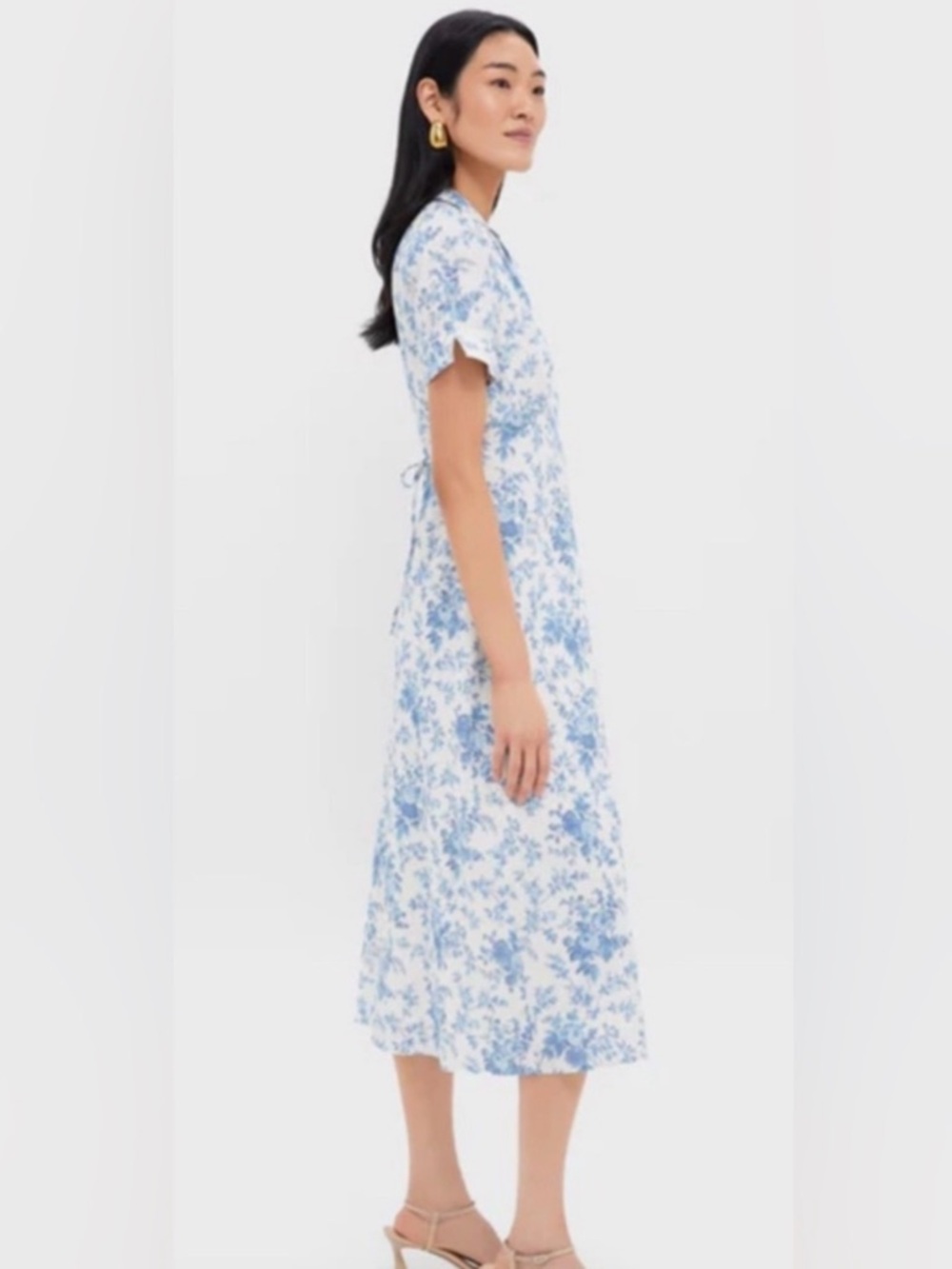 Tuckernuck NWT Forget Me Not Blue Floral Bellamy Midi Dress Line Cotton - Picture 2 of 5